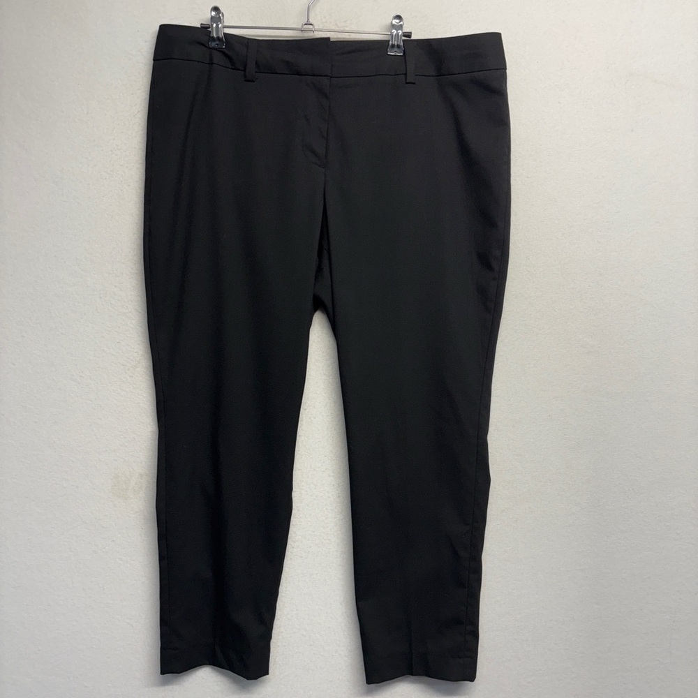 Land's End Black 16P Petite Fit 2 Slim Leg Slack Dress Work Pants Crop Stretch